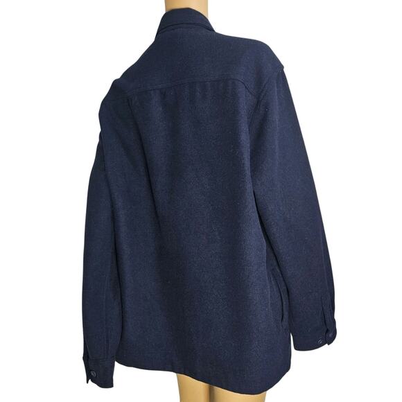 Blue Wool Christian Lacroix Long Sleeve Button Up Folded Collar Shirt Size Large - Picture 2 of 6